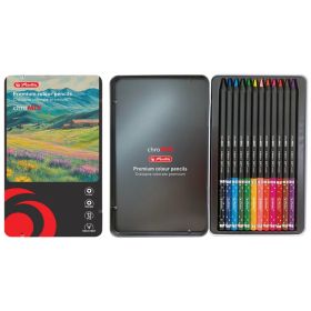 Creioane colorate HERLITZ ChroMIX, 12 culori/set, cutie metal